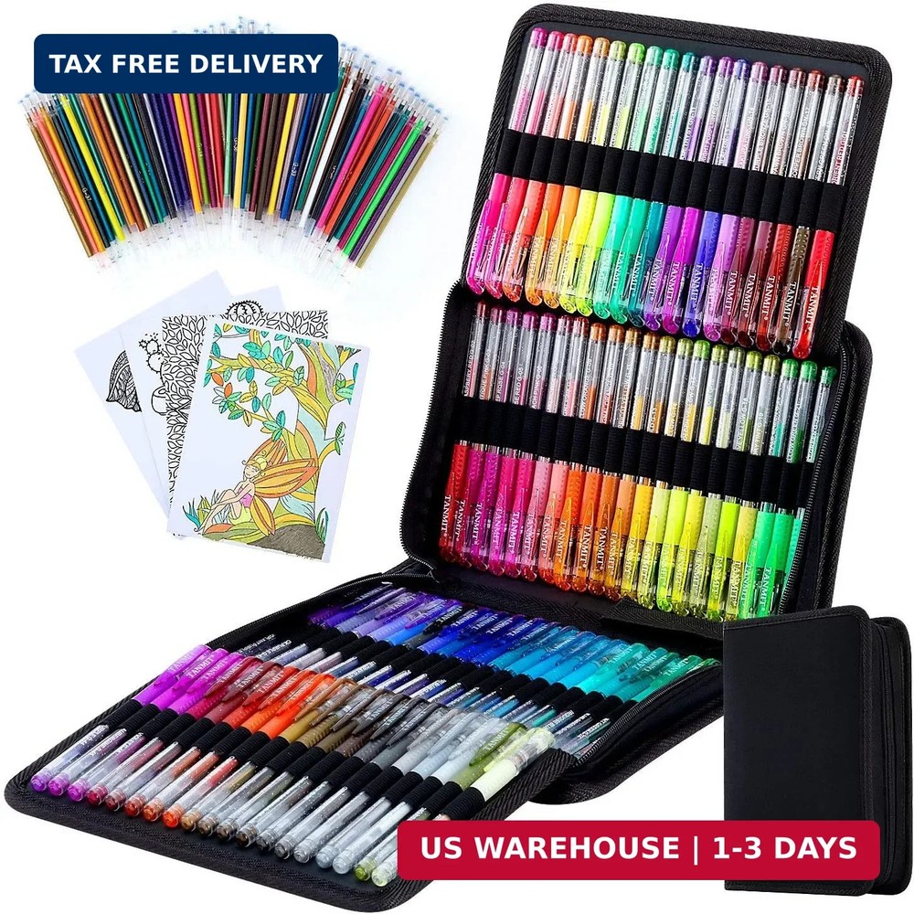 TANMIT Glitter Gel Pens, 160 Pack Glitter Pen with Case for Adults Coloring Book