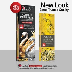 Acrylic Paint Pens – Permanent Markers 2 Gold Pens & 2 Silver Paint Marker Pens