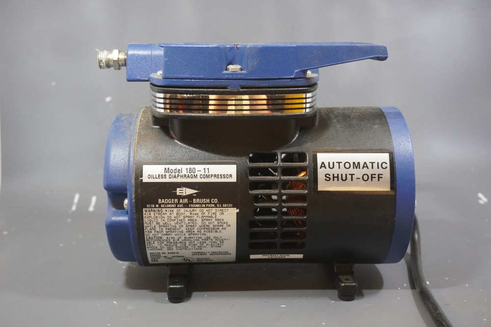 Badger Air-Brush Co. Model 180-11 Cyclone 1 Airbrush Compressor TESTED Working