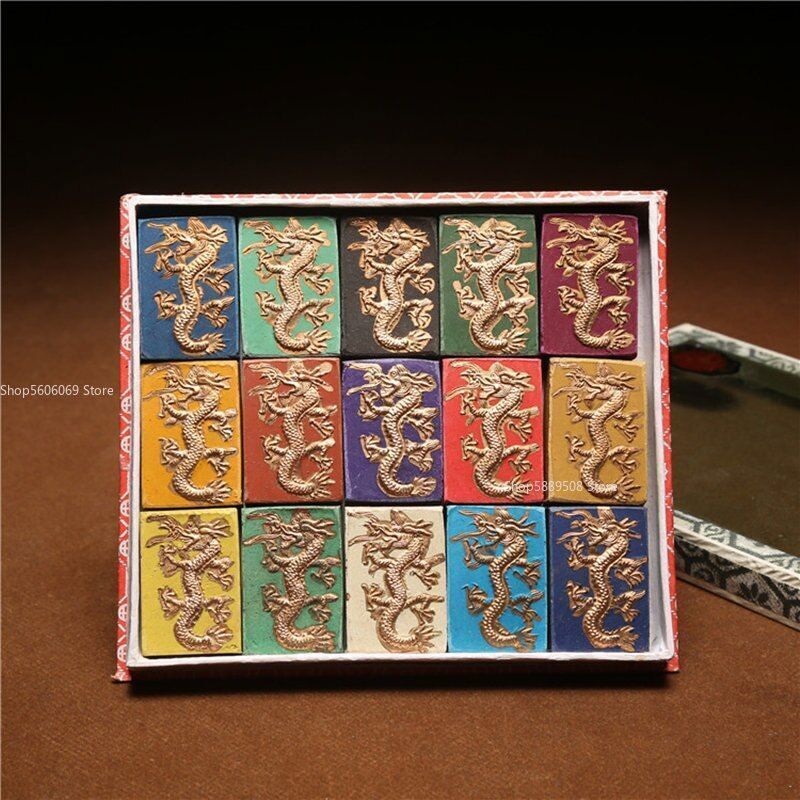 15pcs/set Color Ink Stick Box Set Chinese Calligraphy Painting Solid Ink Block