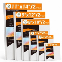 12-Pack Mixed Size Canvas for Painting, 2 of 4×4, 4×6, 5×7, 8×10, 9×12, 11×14…