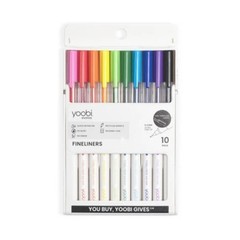 Yoobi Evolve 10pk Fineliner Pen Brights See-Through, Teacher Supplies