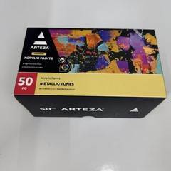 Arteza Metallic Tones Premium Acrylic Paint, Set Of 50 12ml