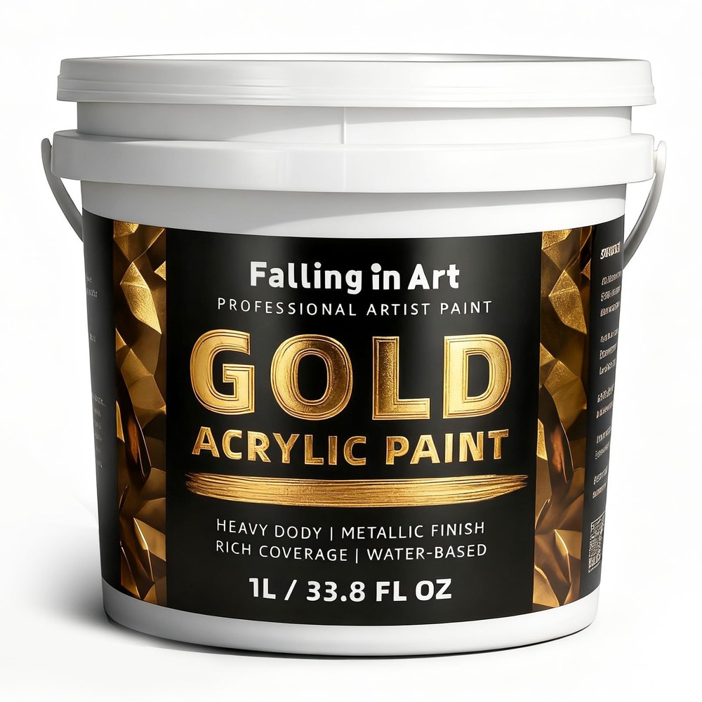 Gold Metallic Acrylic Paint, 33.8 Oz Heavy Body Gold Leaf Paint, Non-Toxic Ar…