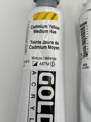 Lot 2-GOLDEN Artist 1 Yellow Medium 1 Yellow Light Ser. 7 Acrylic Paint 2 oz