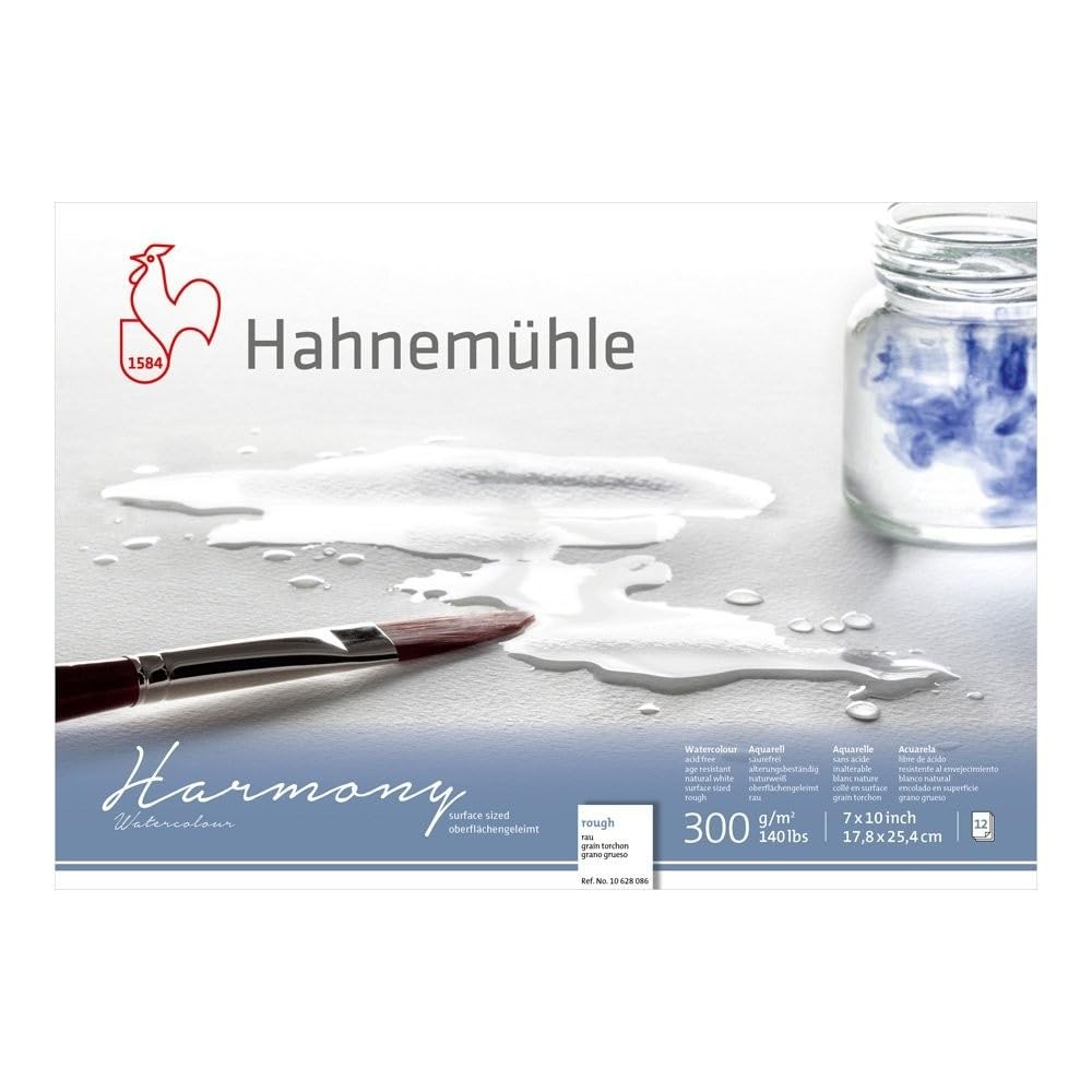 12 Sheets Harmony Watercolour 300 GSM Block Rough Texture Paper 7×10 Inch