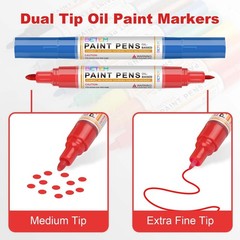 Dual Tip Oil-Based Paint Markers for Rock, Wood, Plastic, Canvas, DIY Crafts