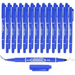 24Pcs Twin Tip Permanent Marker with Fine and Ultra Fine Point, Blue