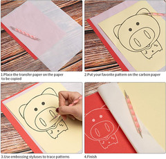 50 Sheets Carbon Paper White Graphite Paper Transfer Tracing Paper and 5 Pieces