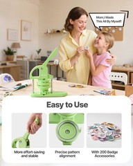 HOT/ Button Maker Machine,1.26/2.28 inch 2-in-1,Plastic Pin Maker with 200 pcs