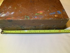 Vtg Grumbacher Wooden Painters Case Dovetail Box Paints Lot Palette Paper