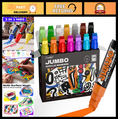 14 Colors Jumbo Markers – 15mm Wide Tip Acrylic for Bold Poster, Sign & DIY Craf