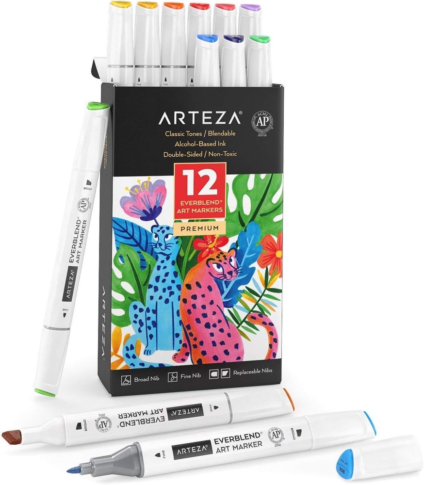 Arteza EVERBLEND Ultra MRKR, Set of 12, Bright Tones