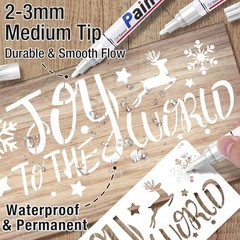 8 WATERPROOF PERMANENT PAINT MARKER PEN White Lettering Oil Based Medium Tip