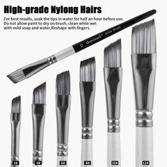 Angular Paint Brushes Set, 6 Pcs Angled Paintbrushes for Angle – 6 Pcs, Black