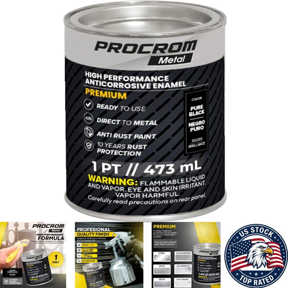 16 Oz Gloss Black Paint for Metal – Direct-to-Metal, Indoor/Outdoor