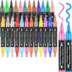 24 Colors Dual Tip Acrylic Paint Marker Pens Set Multifunctional Acrylic Tips