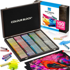 Soft Pastels Set – 100 Colors Square Chalk Pastels in Wooden Box