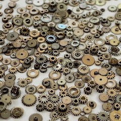100 Teeny Tiny Watch Gear 2-4mm Silver Nail Altered Art Steampunk Part Wheel Lot