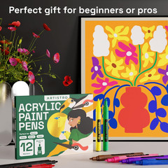 ARTISTRO 12 Acrylic Paint Pens for Calligraphy – Markers with Medium Precision T