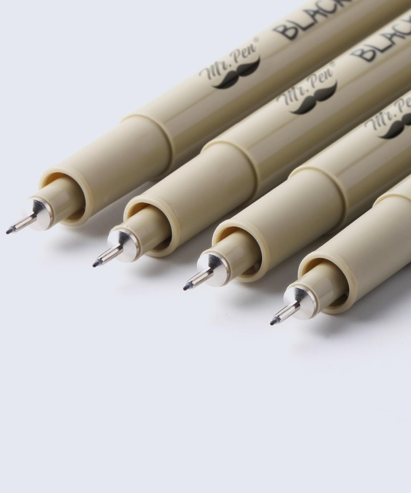 Mr. Pen- Black Fineliners 0.25mm 4 Pack Bible Pens No Bleed Fine Tip Ultra
