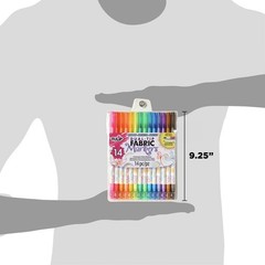14 Pack Dual Tip Fabric Markers, Fine Tip, Brush Tip, Permanent, Textile, Art