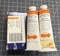 Two Winsor & Newton Cadmium Orange 089 Series 4 Oil Paint 37ml Tube NOS Damage