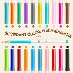 Lexio Washable Markers For Kids, 20 Vibrant Coloring, Washable Non Toxic Mark…