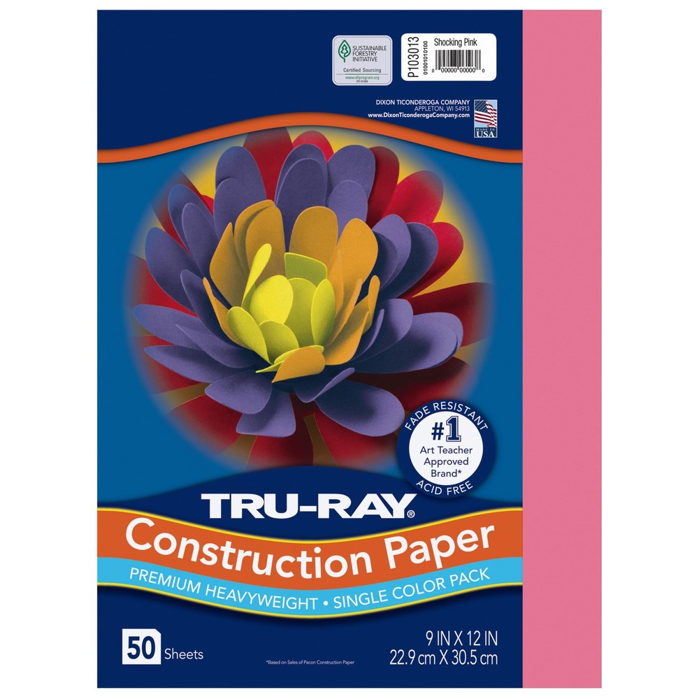Tru-Ray Construction Paper 9×12″ Shocking Pink 9 x 12 Inches,