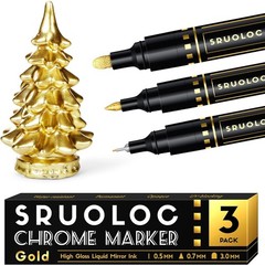 3Pcs Liquid Gold Paint Markers, Oil-based Permanent Chrome Maker, Gloss Mirro…