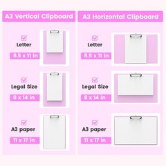 Extra Large 11×17 Clipboards, Landscape and Vertical Layout 2 Pack | Pink Pla…