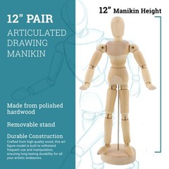 12″ Wood Art and Drawing Male & Female Manikin