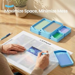 ARTDOT 10-Piece Interlocking Diamond Art Trays Kits 10 Piece Tray Set, Blue