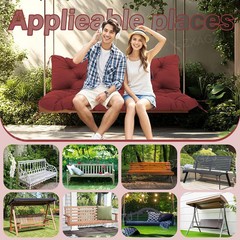 Porch Swing Cushions Outdoor 60 inch Waterproof Swing Cushions 3 Seater Replacem