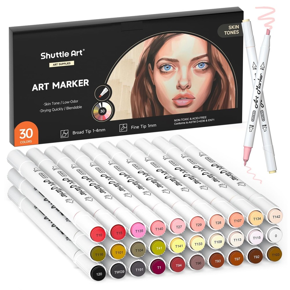 Shuttle Art 30 Colors Skin 1 Count (Pack of 30), 30 Tone
