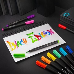 Faber-Castell Black Edition Felt Tip Pen 1 Count (Pack of 10), Multicolour