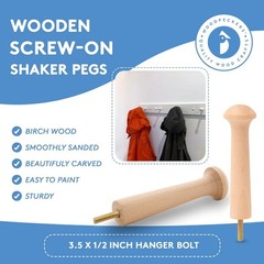 Wooden Shaker Pegs with Screw 3-1/2 inch, Unfinished, for Hanging |Woodpeckers