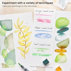 ARTEZA Water Brush Pen, Set of 4, Assorted Soft Nylon Bristle T Kitchen