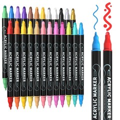 nauets 24 Colors Dual Tip Acrylic Paint Markers, Premium Dot&Fine Tip Colorin…