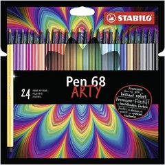 Premium Fibre-Tip Pen – STABILO Pen 68 – ARTY – Pack of 24 – Assorted Colours