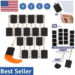 Bates 16 Pack Foam Paint Brushes – 2 Inch Durable Wooden Handle for DIY Crafting