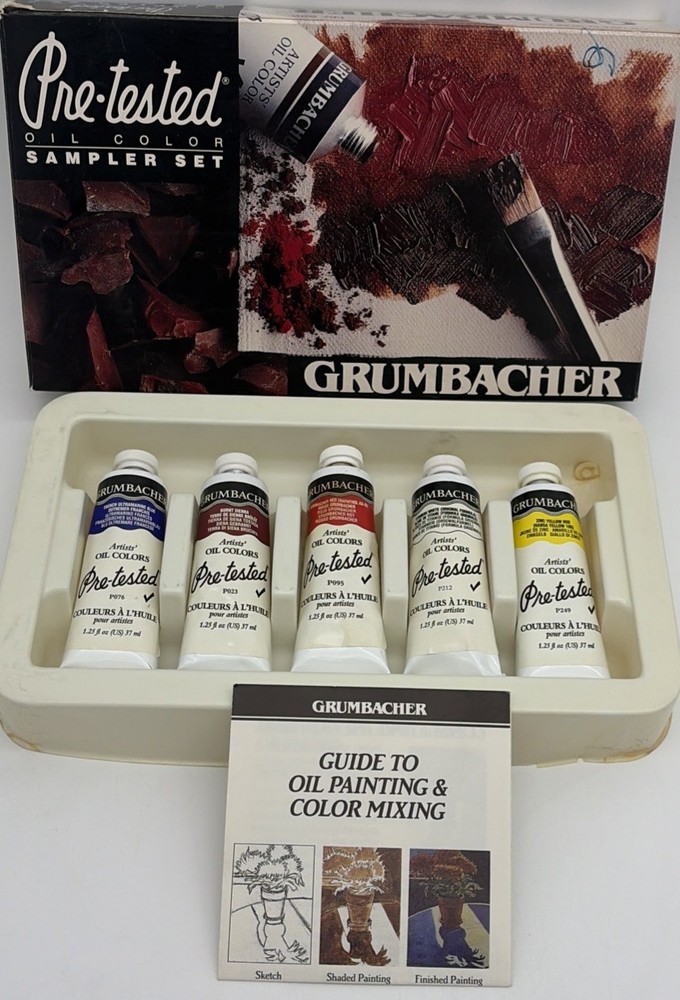 GRUMBACHER No.522 PreTested Oil Color Sampler Set Five 1.25fl oz Paint Tubes