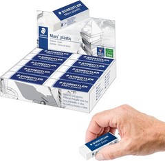 STAEDTLER Mars Plastic Erasers White Vinyl Block 20 Pack Bulk School Kids Office