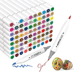 80 Colors Dual Tip Acrylic Markers paint pens for rocks | No bleeding coloring b