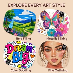 Pagather 48 Colors Acrylic Paint Markers, Dual Tip with Fine Tip and Brush Ti…