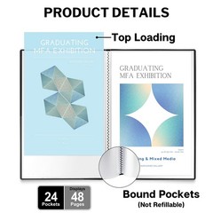 11×17 Presentation Binder with 24 Clear Sleeves, Acid-Free Portfolio Folder