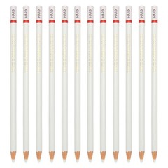 Hard Drawing Pencils, 12PCS, Round , White Refill, White/Red Pole