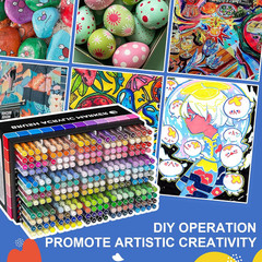 DICEKOO 240 Colors Acrylic Paint Markers, Soft Brush Tip Pens with Automatic Ink