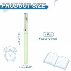 4 Pcs Mechanical Sharpened Forever Pencils Set, Marker Light Green