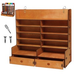 T TOGUSH Miniature Paint Rack, 6-Tier Wall Mount Paints Organizer with 2 Draw…